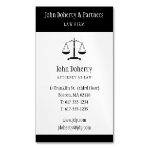 Law Classy Black Scales of Justice Magnetic Business Card