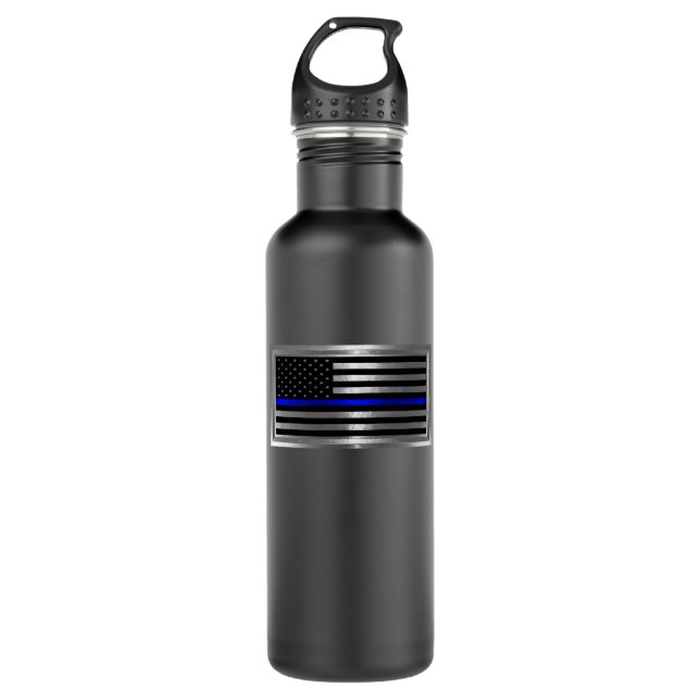 Law Enforcement American Flag Blue Stripe 710 Ml Water Bottle (Front)
