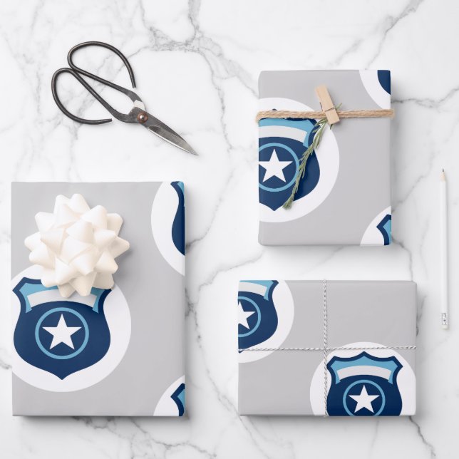 Law Enforcement Badge Wrapping Paper Sheet (Front)