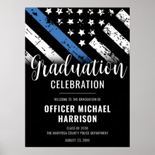 Law Enforcement Blue Line Police Graduation Party Poster