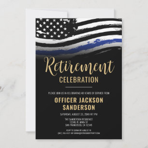 Law Enforcement Blue Line Police Retirement Party  Invitation