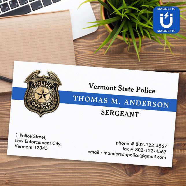 Law Enforcement Custom Logo Badge Police Officer Magnetic Business Card (Creator Uploaded)