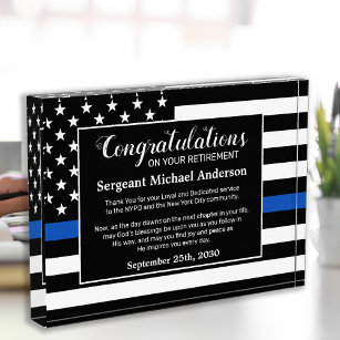 Law Enforcement Custom Police Officer Retirement Acrylic Award