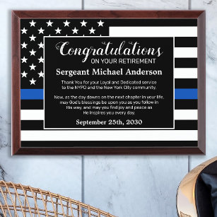 Law Enforcement Custom Police Officer Retirement Award Plaque