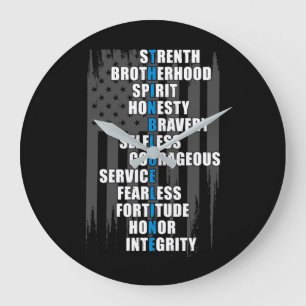 Law Enforcement Flag Police Appreciation Blue Line Large Clock