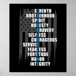 Law Enforcement Flag Police Appreciation Blue Line Poster