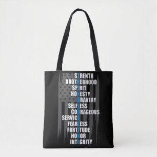 Law Enforcement Flag Police Appreciation Blue Line Tote Bag