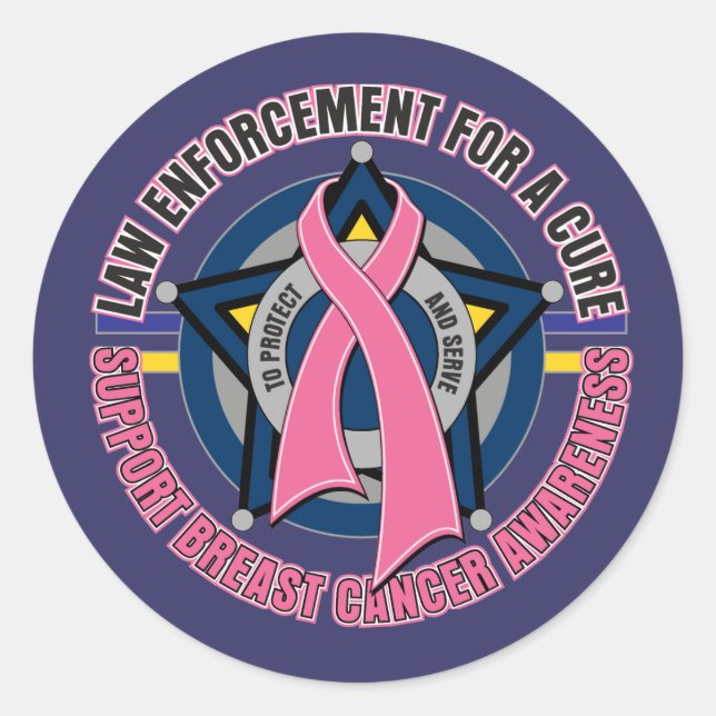 Law Enforcement For A Cure Breast Cancer Classic Round Sticker (Front)