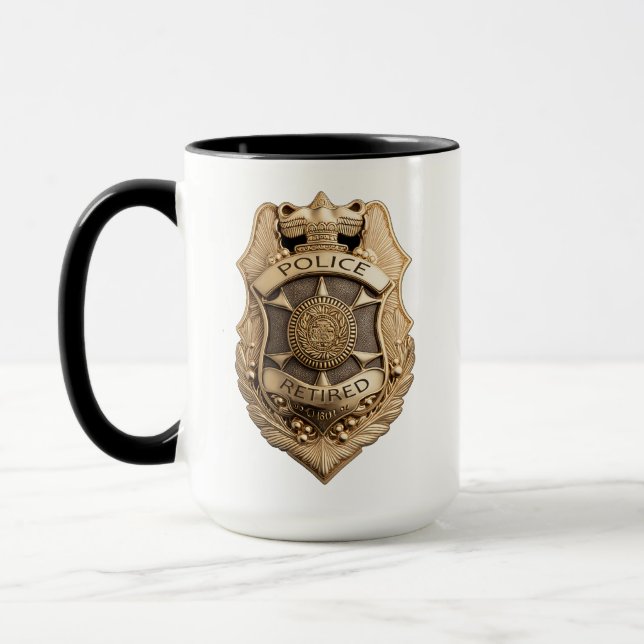 Law Enforcement Gold Badge for Police Retirement Mug (Left)