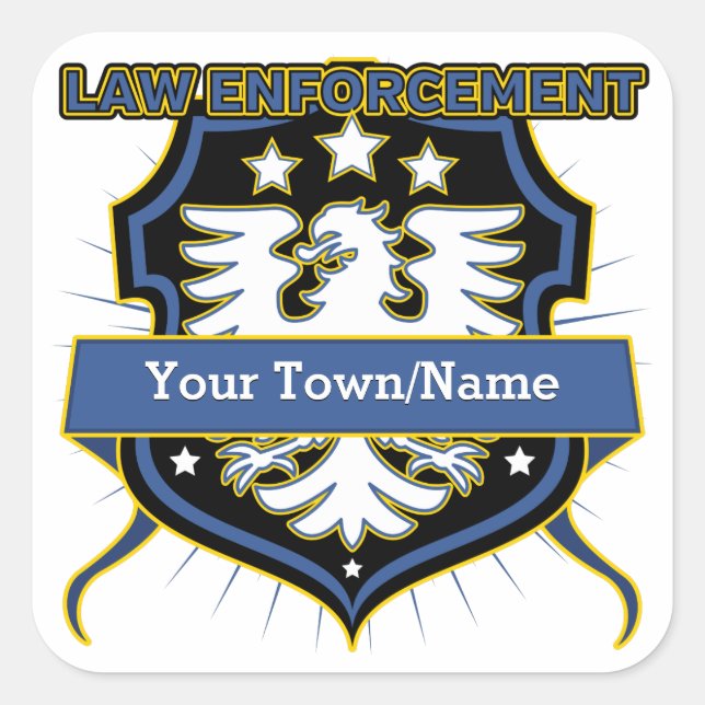 Law Enforcement Heraldry Crest Square Sticker (Front)