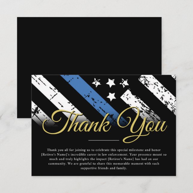 Law Enforcement Officer Police Retirement Party Thank You Card (Front/Back)