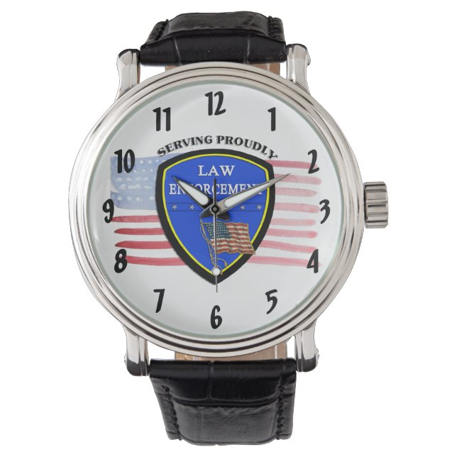 Law Enforcement Police American Flag  Watch (Front)