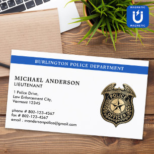 Law Enforcement Police Department Blue Custom Logo Magnetic Business Card