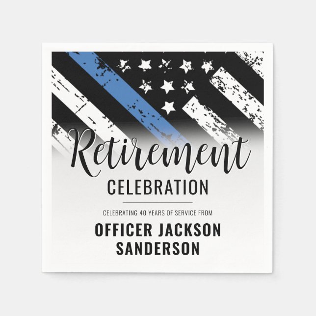 Law Enforcement Police Department Retirement Party Napkin (Front)