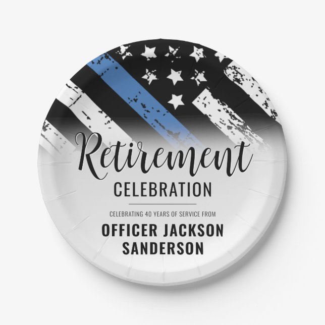 Law Enforcement Police Department Retirement Party Paper Plate (Front)