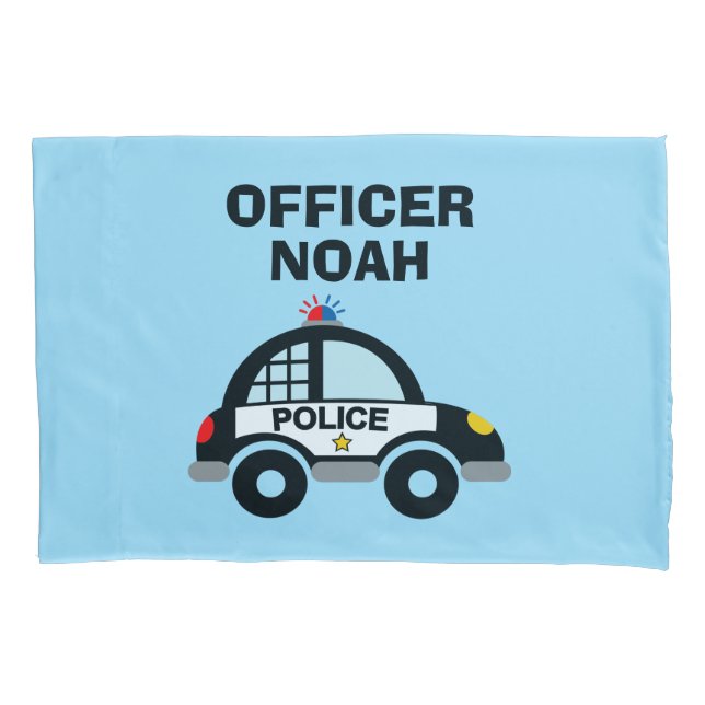 Law enforcement police patrol car children's pillowcase (Front)