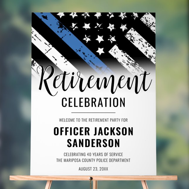 Law Enforcement Police Retirement Party Welcome Acrylic Sign (Neutral)