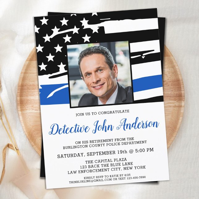 Law Enforcement Retirement Photo Police Party Invitation (Creator Uploaded)