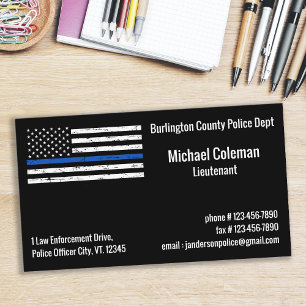 Law Enforcement Thin Blue Line Flag Police Business Card