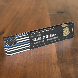 Law Enforcement Thin Blue Line Police Department Nameplate