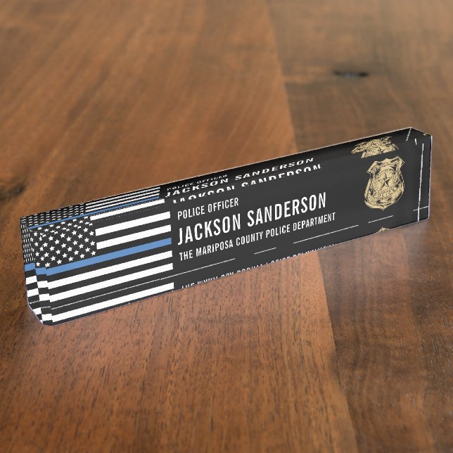  Law Enforcement Thin Blue Line Police Department Nameplate (Side)
