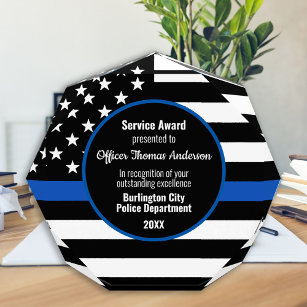 Law Enforcement Thin Blue Line Police Officer Acrylic Award