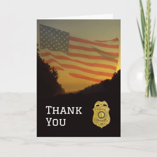 Law Enforcement with American Flag & Shield  Thank You Card