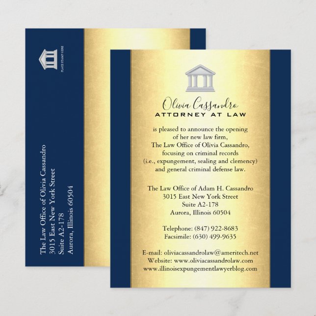 Law Firm Announcement Cards - Merlot Red (Front/Back)