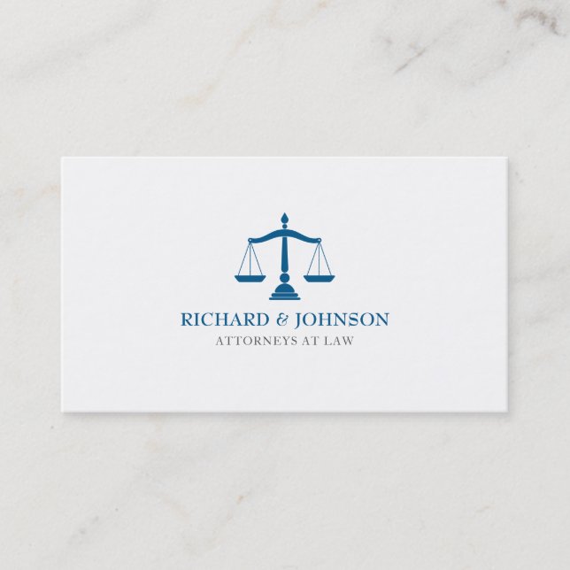 Law Firm Blue Scales of Justice Lawyer Solicitor Business Card (Front)