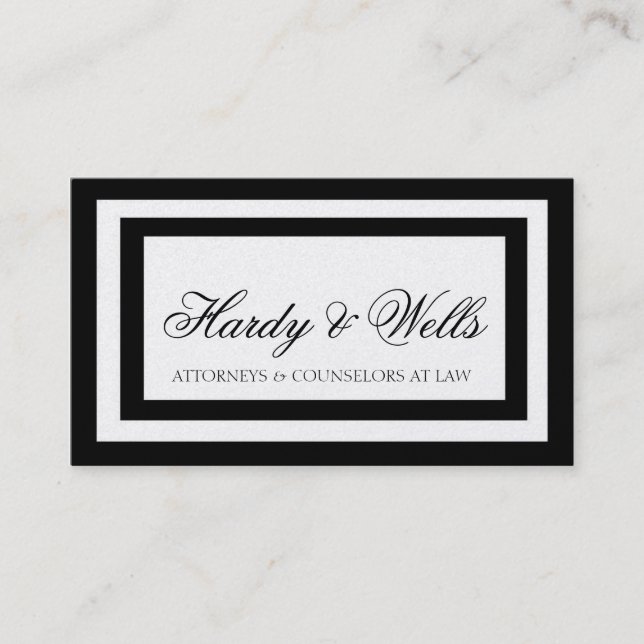Law Firm Lawyer Attorney Black Borders Gold Paper Business Card (Front)
