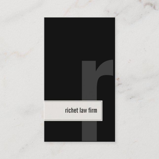 Law Firm Lawyer Business Card Bold Monogram Black (Front)