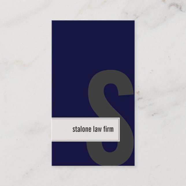 Law Firm Lawyer Business Card Bold Monogram Navy (Front)
