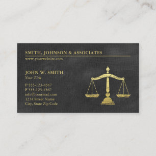 Law Firm Scales of Justice Gold (effect) Lawyers Business Card