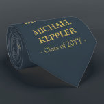 Law Graduate Elegant Navy and Gold  Tie<br><div class="desc">Elegant navy and gold personalised graduation tie for Law Graduation</div>