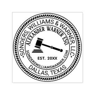 Law Judge Gavel, Firm Lawyer Name Loc URL Est Self-inking Stamp