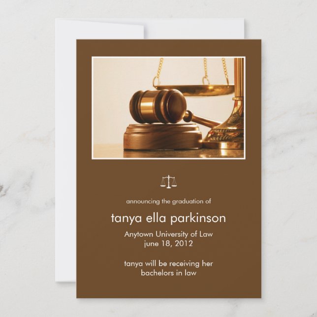 Law Major Gavel Graduation Announcement (Front)