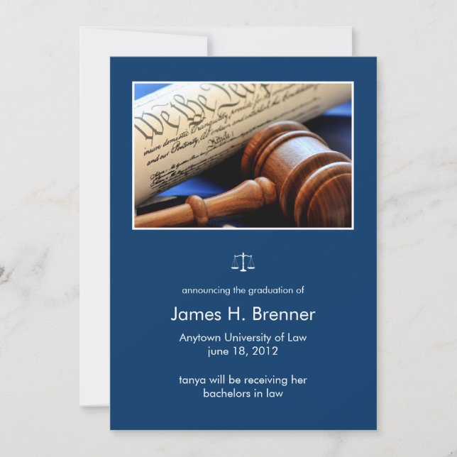 Law Major Photo Graduation Announcement (Front)