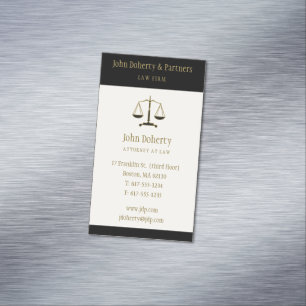 Law   Modern Minimalist Elegant Scales of Justice Magnetic Business Card