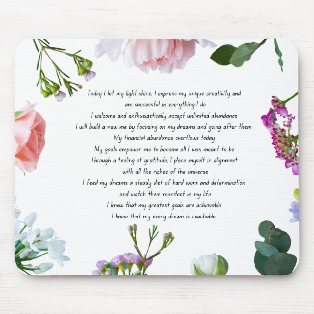 Law of Attraction Abundance Prayer Mouse Mat (Front)