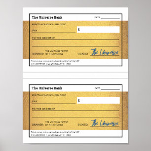 Law of Attraction Blank Printable Gold Check Poster