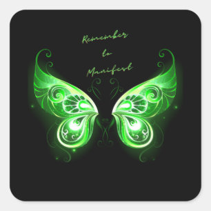 Law of Attraction Butterfly Remember to Manifest Square Sticker