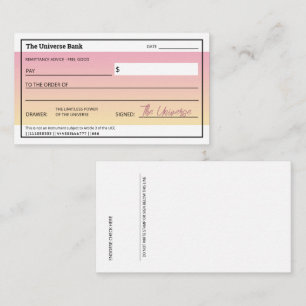 Law of Attraction Cute Pink Manifest Money Check Card