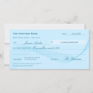 Law of Attraction Elegant Blue Abundance Check