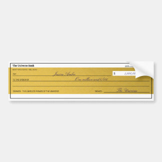 Law of Attraction Elegant Gold Abundance Check Bumper Sticker