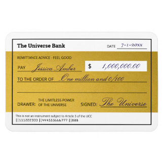 Law of Attraction Elegant Gold Abundance Check Magnet