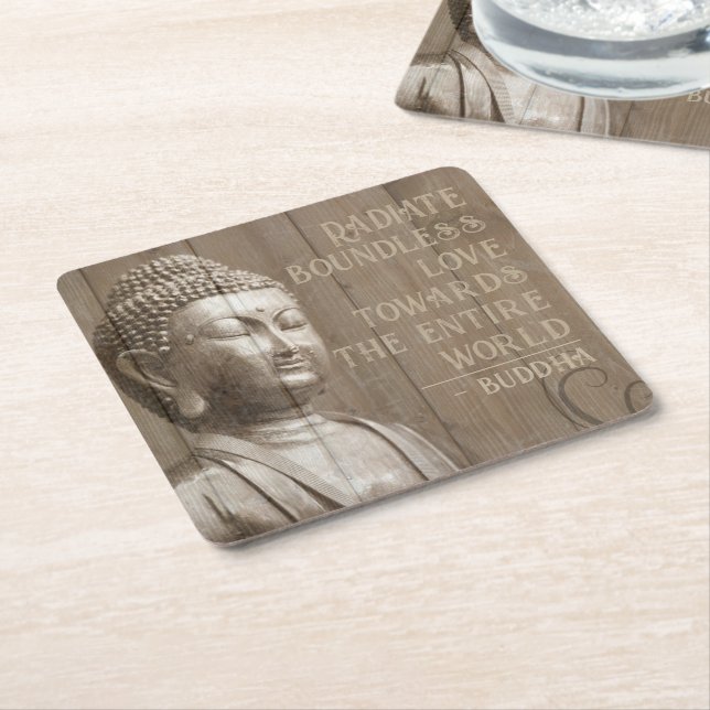 Law of Attraction Inspiring Buddha Quote Square Paper Coaster (Angled)