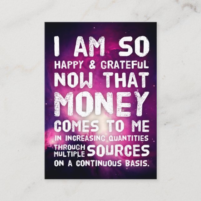 Law of Attraction Money Manifestation Quote Wealth Business Card (Front)