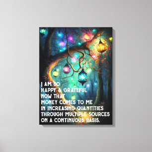 Law of Attraction Money Manifestation Quote Wealth Canvas Print