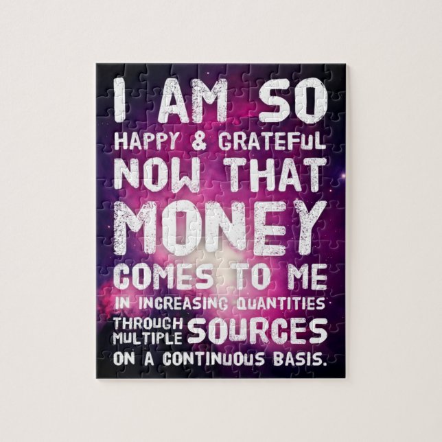 Law of Attraction Money Manifestation Quote Wealth Jigsaw Puzzle (Vertical)