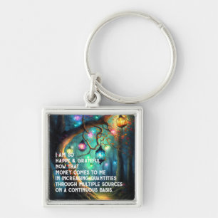 Law of Attraction Money Manifestation Quote Wealth Key Ring